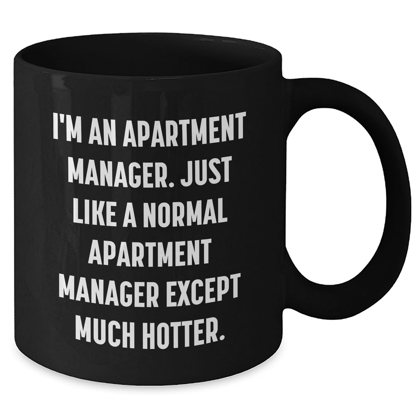 Apartment Manager Funny Coffee Mug Gifts from Friends to Apartment Manager, Black Coffee Mug for Mother's Day, 'I'm An Apartment Manager. Just Like A Normal Apartment Manager Except Much Hotter.' - Additional