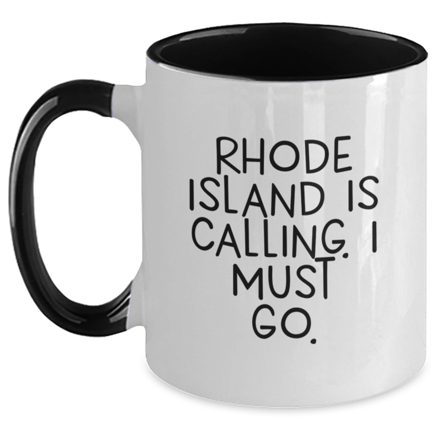 Rhode Island Gifts, Funny Two Tone Coffee Mugs for Graduation, 'Rhode Island Is Calling. I Must Go.' Quote, Gifts from Friends, Gifts for Rhode Island Enthusiasts, Unique Graduation Gifts - Main