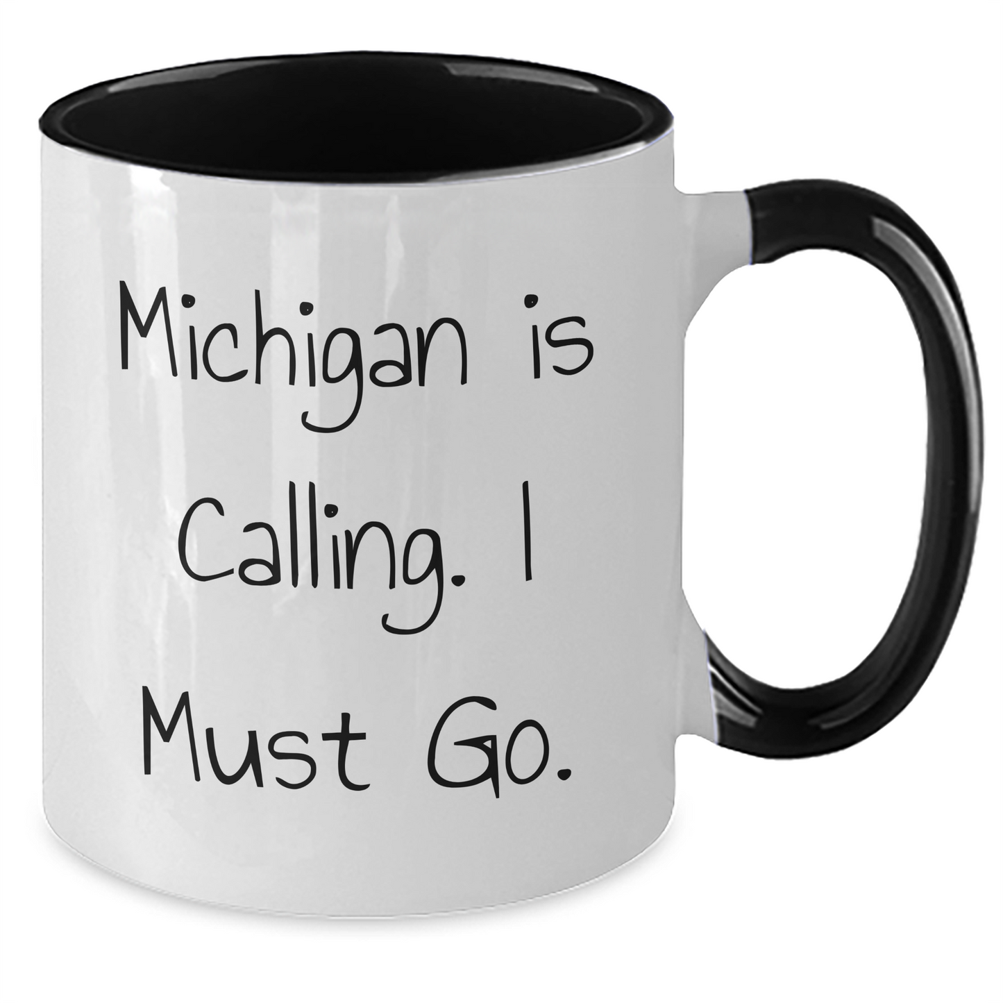 Funny Michigan Gifts for Men from Friends - Two Tone Coffee Mug, 'Michigan Is Calling. I Must Go.' Quote, Graduation Unique Gifts - Additional