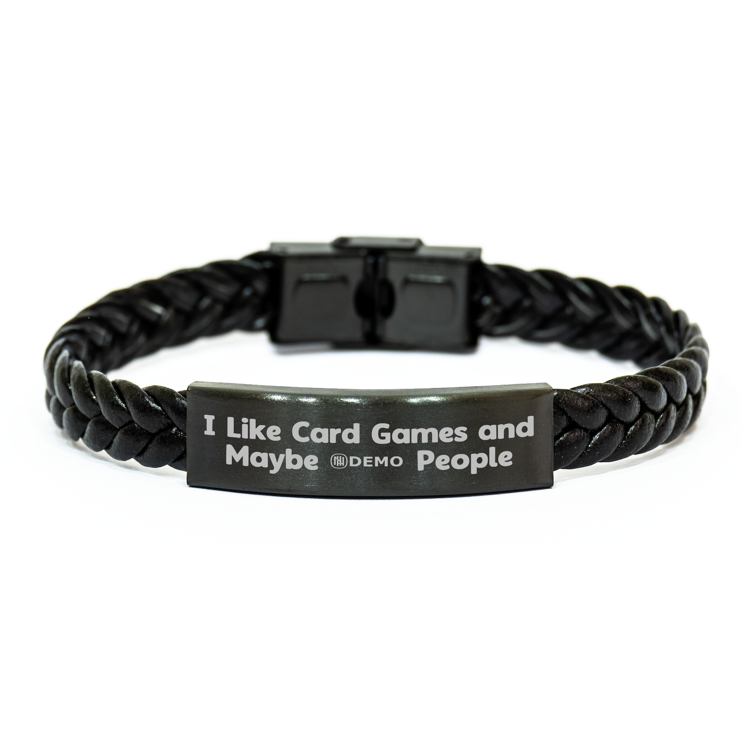 'I Like Card Games And Maybe 3 People' Inspired Interlaced Leather Bracelet, Unique Card Games Gifts for Men, Women, and Friends, Father's Day Unique Cards - Image 1