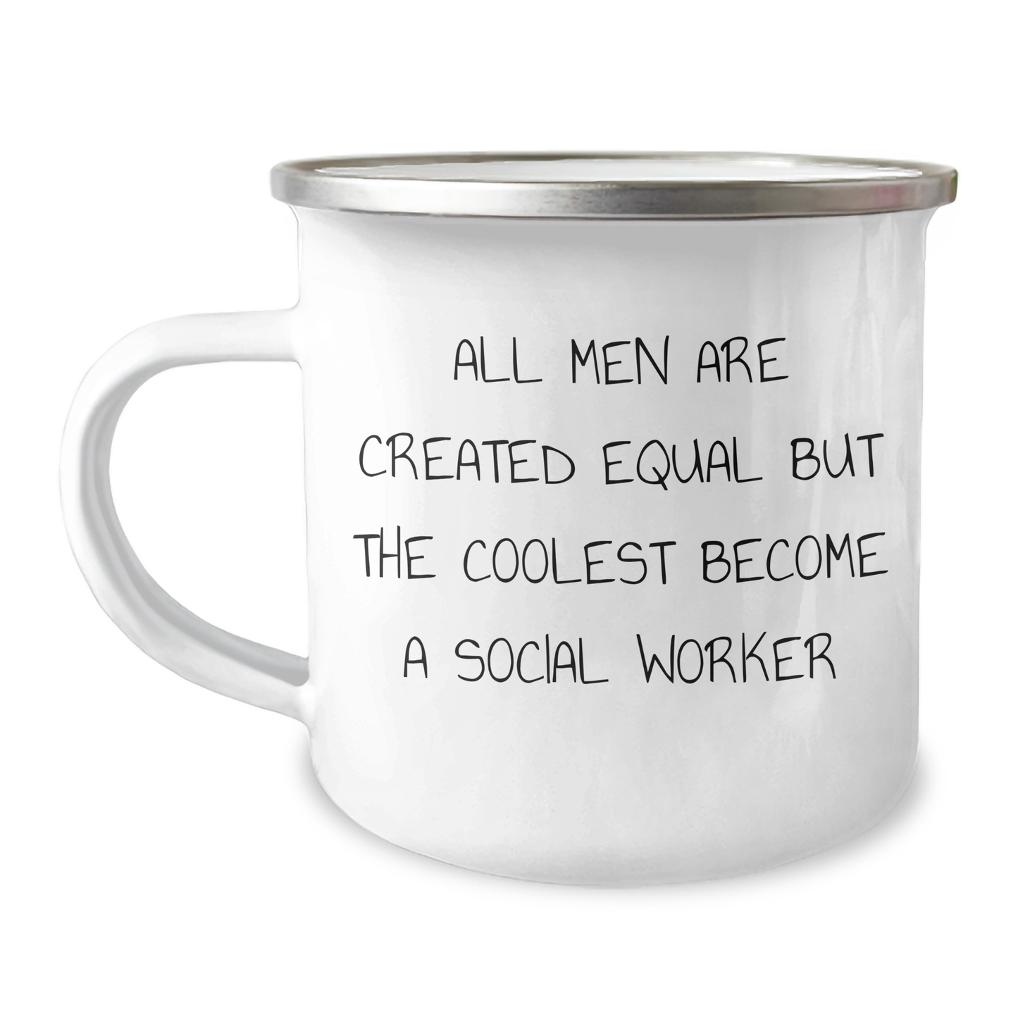Funny Social Worker Gifts for Dad - 'All Men Are Created Equal But The Coolest Become A Social Worker' Camping Mug, Father's Day Unique Gifts from Family to Men - Image 1