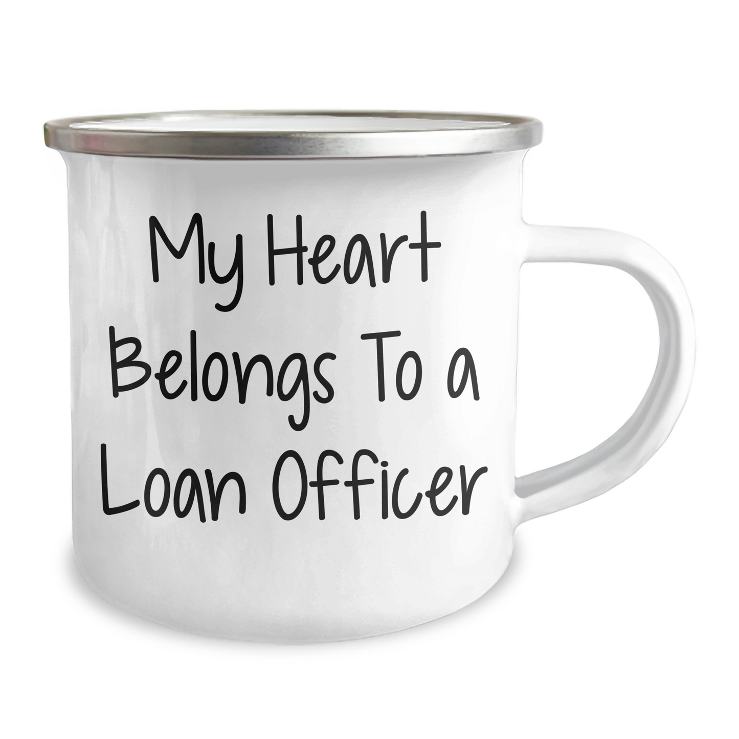 Funny Gift for Loan Officer, 'My Heart Belongs To A Loan Officer' Quote on Camping Mug, Gifts from Men to Women, Friends, Coworkers, Family for Mother's Day - Image 2
