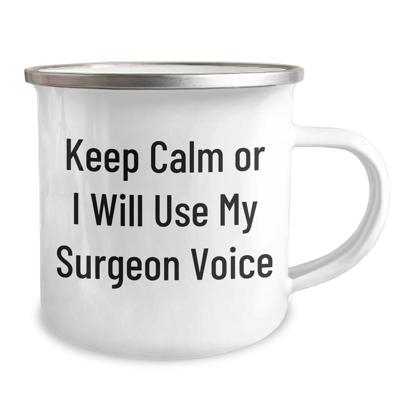 Surgeon Gifts from Friends, Funny Camping Mug for Surgeon on Father's Day - 'Keep Calm Or I Will Use My Surgeon Voice' Gifts for Surgeon Men, Unique Gifts from Friends to Family - Image 2
