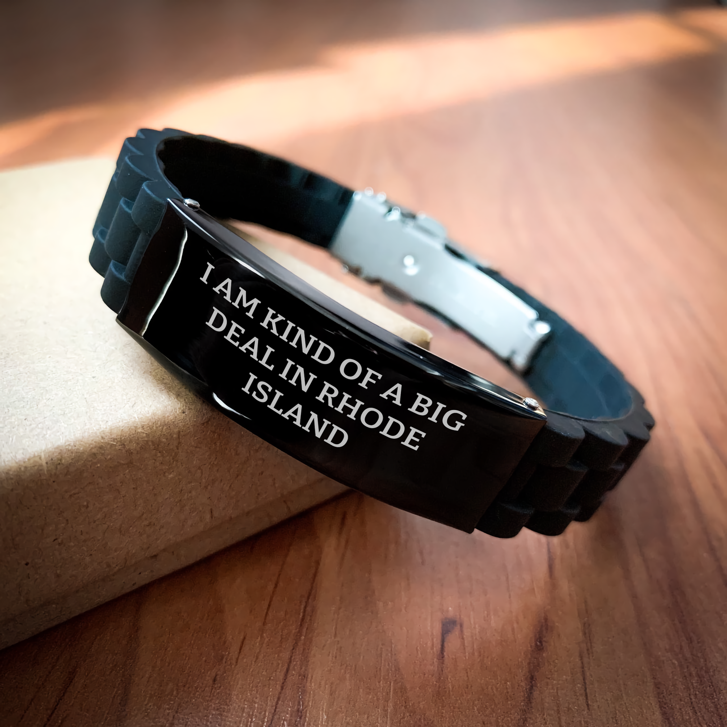 Rhode Island Gifts for Men I Am Kind Of A Prime Selection Funny Quote Glide lock Clasp Adjustable Black Stainless Steel Silicone Gift from Friends for Graduation - Image 2