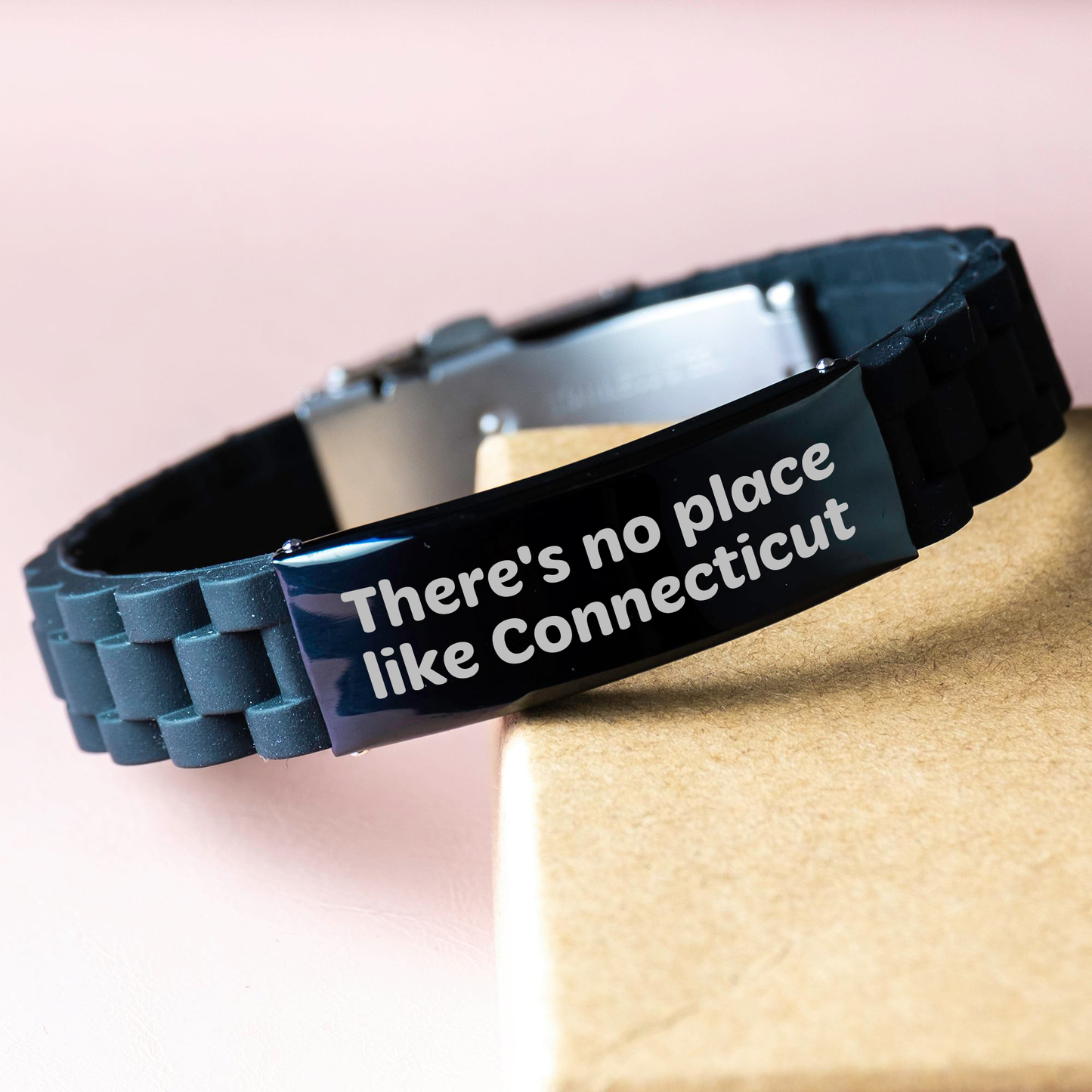 Connecticut Gifts, Unique Glide lock Clasp Bracelet, There's No Place Like Connecticut, Father's Day Unique Gifts from Friends to Men in Connecticut - Image 3