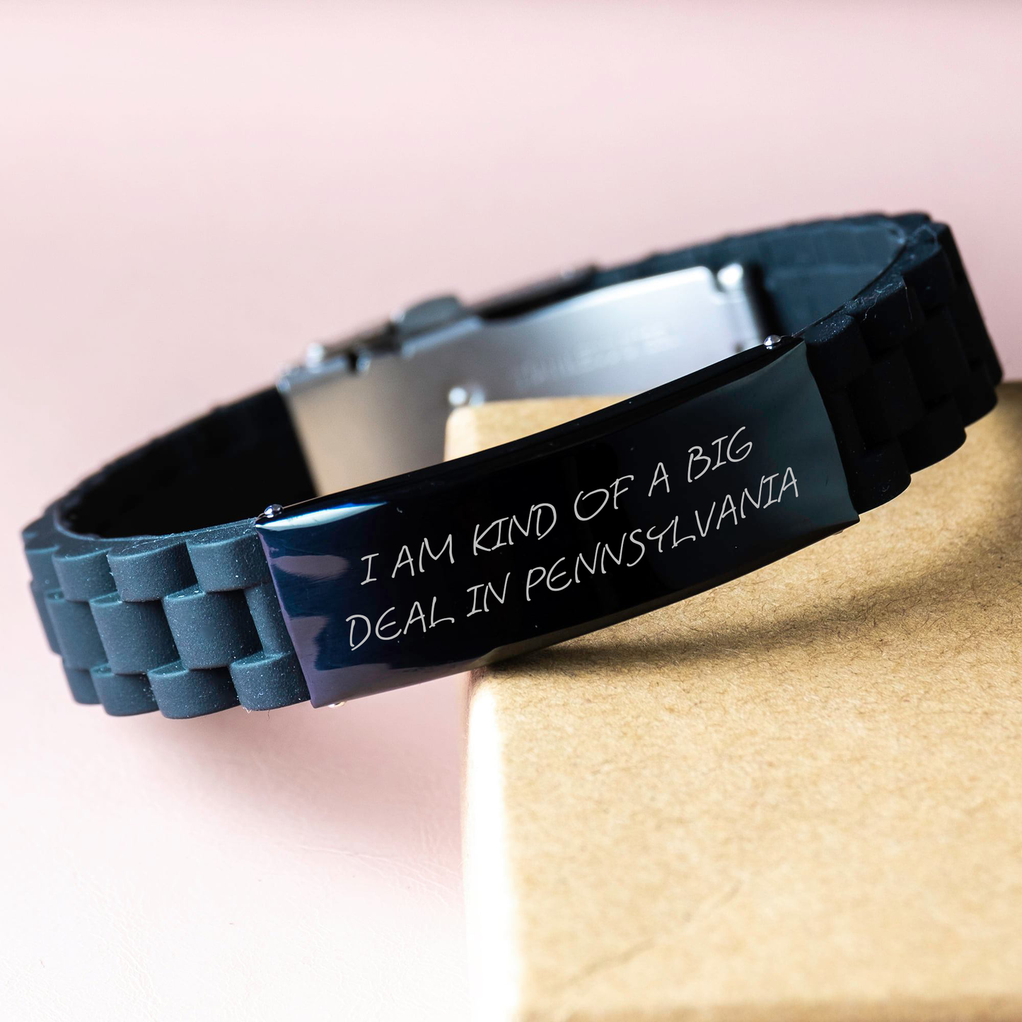 Pennsylvania Gift, Funny Quote, Glide lock Clasp Black Stainless Steel Adjustable Silicone Jewelry, Gifts from Friends to Pennsylvania Women, Perfect Mother's Day Unique Gifts for Pennsylvania Moms - Image 3