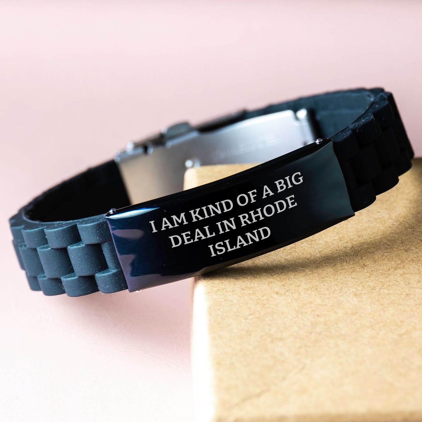 Rhode Island Gifts for Men I Am Kind Of A Prime Selection Funny Quote Glide lock Clasp Adjustable Black Stainless Steel Silicone Gift from Friends for Graduation - Image 3