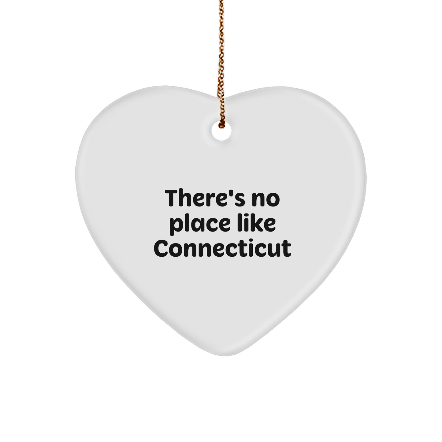 Connecticut Heart Ornament, 'There's No Place Like Connecticut', White, Unique Gifts for Men, Women, Friends, Family, Christmas Decorations - Image 1