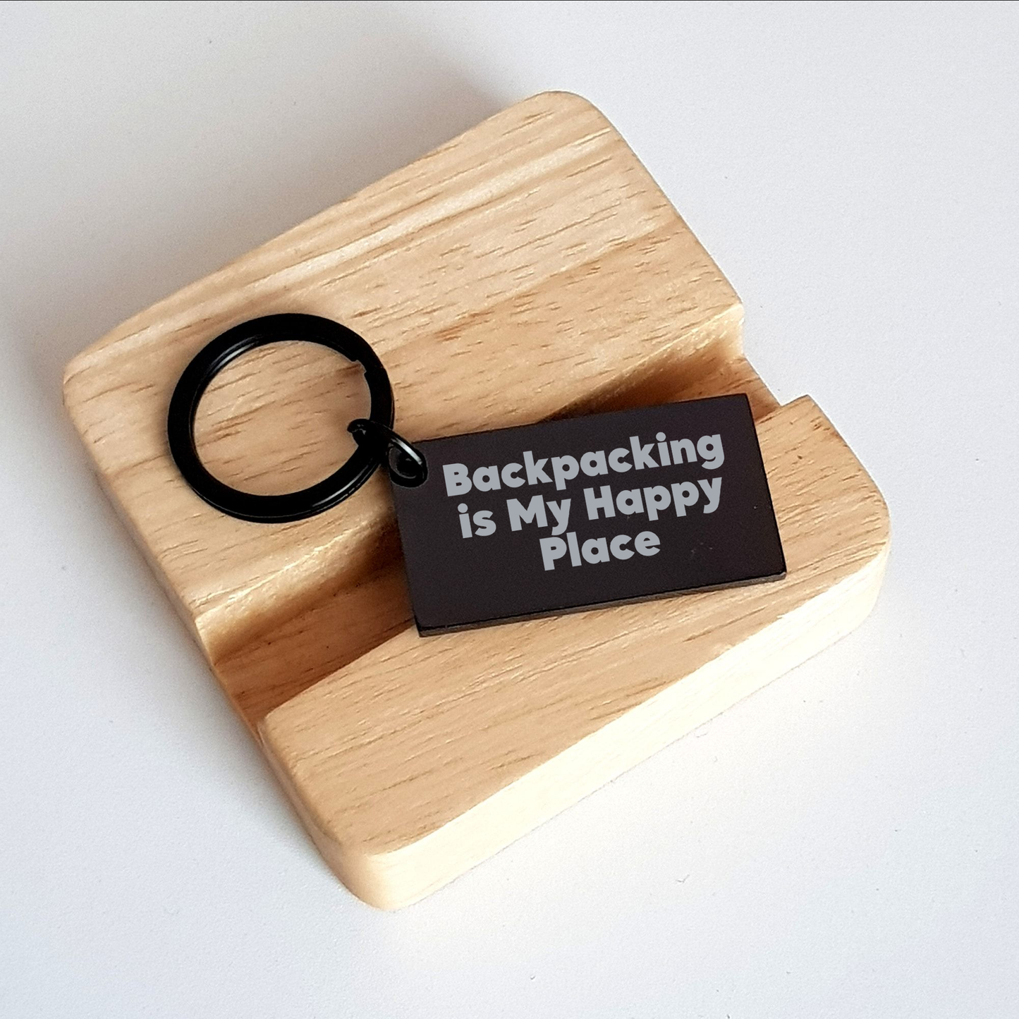 Gifts from Friends, Backpacking Keychain for Her, 'Backpacking Is My Happy Place' Engraved, Mother's Day Unique Gifts - Image 2