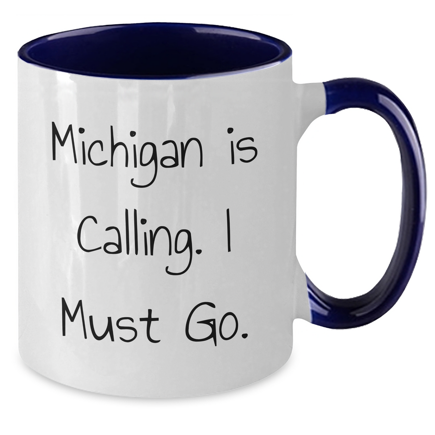 Funny Michigan Gifts for Men from Friends - Two Tone Coffee Mug, 'Michigan Is Calling. I Must Go.' Quote, Graduation Unique Gifts - Additional