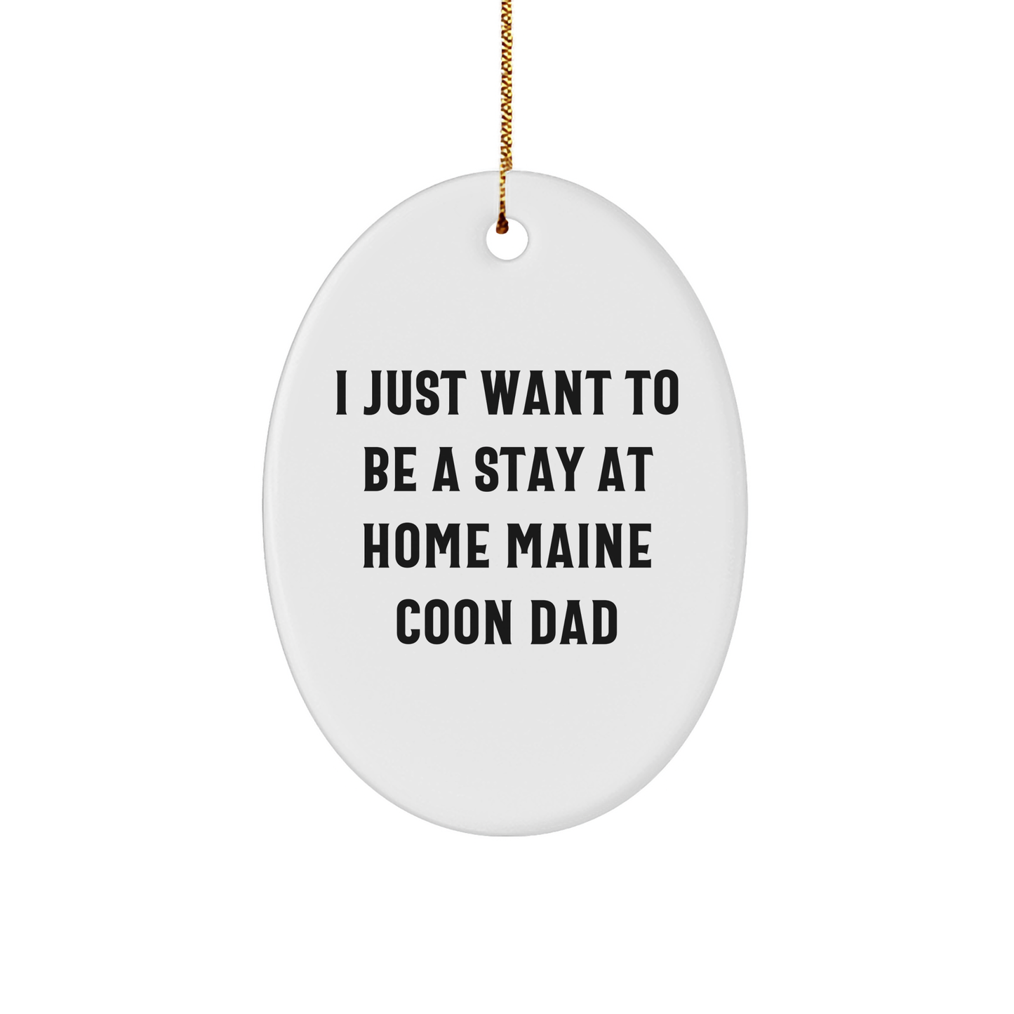 Funny Maine Coon Cat Gifts for Dad I Just Want To Be A Stay At Home Maine Coon Dad Oval Ornament for Christmas - Image 1