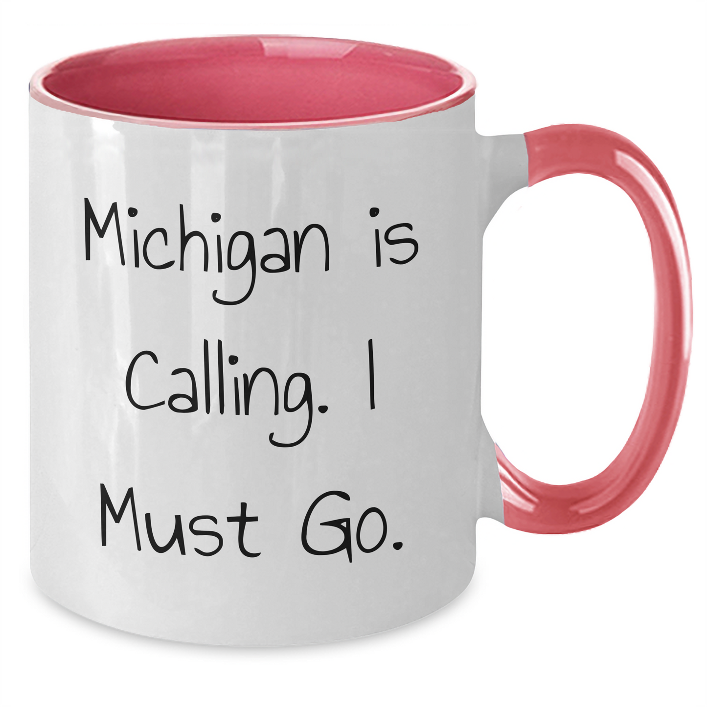 Funny Michigan Gifts for Men from Friends - Two Tone Coffee Mug, 'Michigan Is Calling. I Must Go.' Quote, Graduation Unique Gifts - Additional