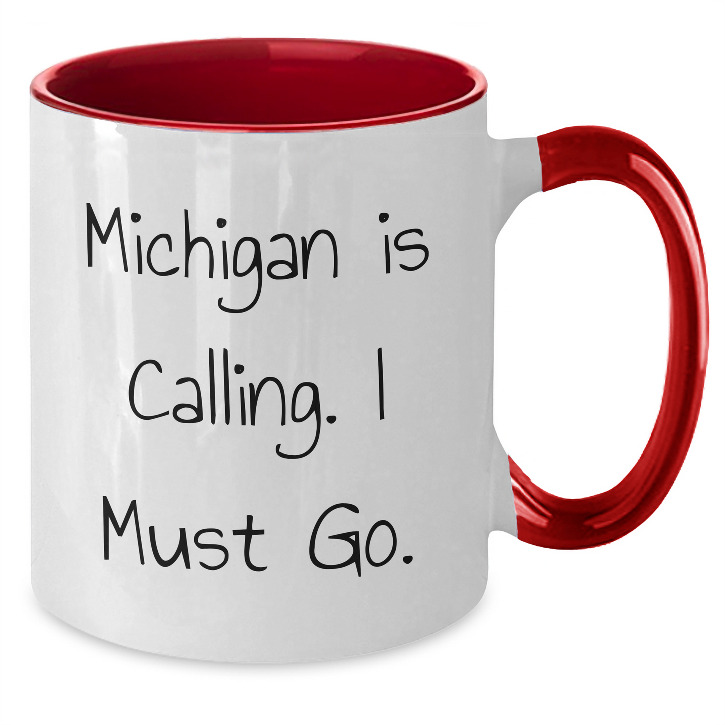 Funny Michigan Gifts for Men from Friends - Two Tone Coffee Mug, 'Michigan Is Calling. I Must Go.' Quote, Graduation Unique Gifts - Additional