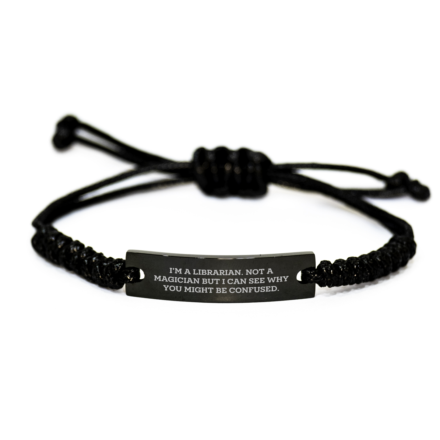 Librarian Gifts from Friends, 'I'm A Librarian. Not A Magician But I Can See Why You Might Be Confused.' Inspired Rope Bracelet for Men, Unique Father's Day Unique Gifts for Librarian - Image 1