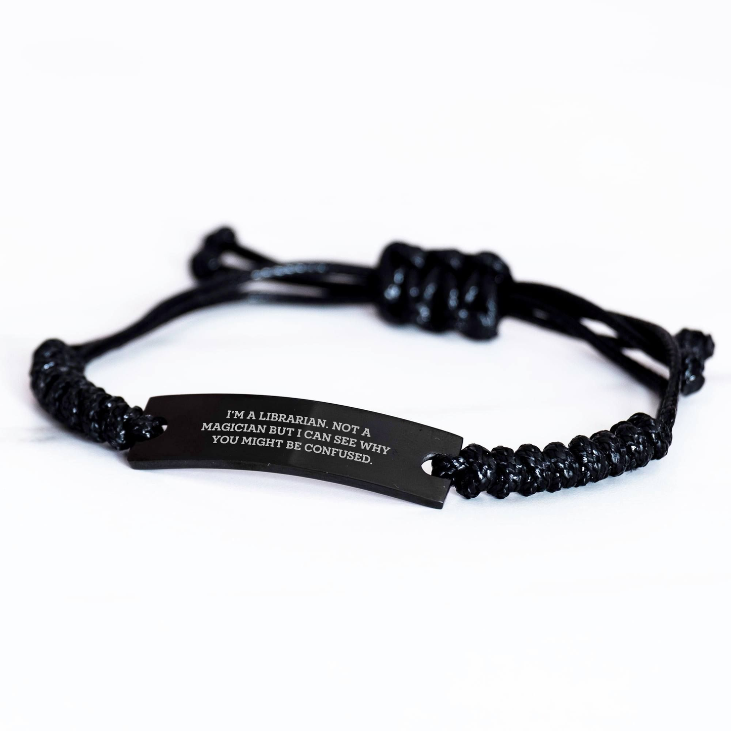 Librarian Gifts from Friends, 'I'm A Librarian. Not A Magician But I Can See Why You Might Be Confused.' Inspired Rope Bracelet for Men, Unique Father's Day Unique Gifts for Librarian - Image 2