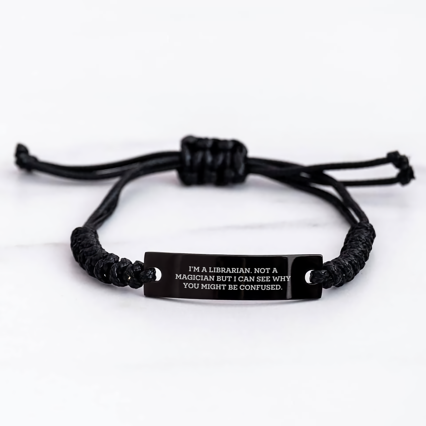Librarian Gifts from Friends, 'I'm A Librarian. Not A Magician But I Can See Why You Might Be Confused.' Inspired Rope Bracelet for Men, Unique Father's Day Unique Gifts for Librarian - Image 3