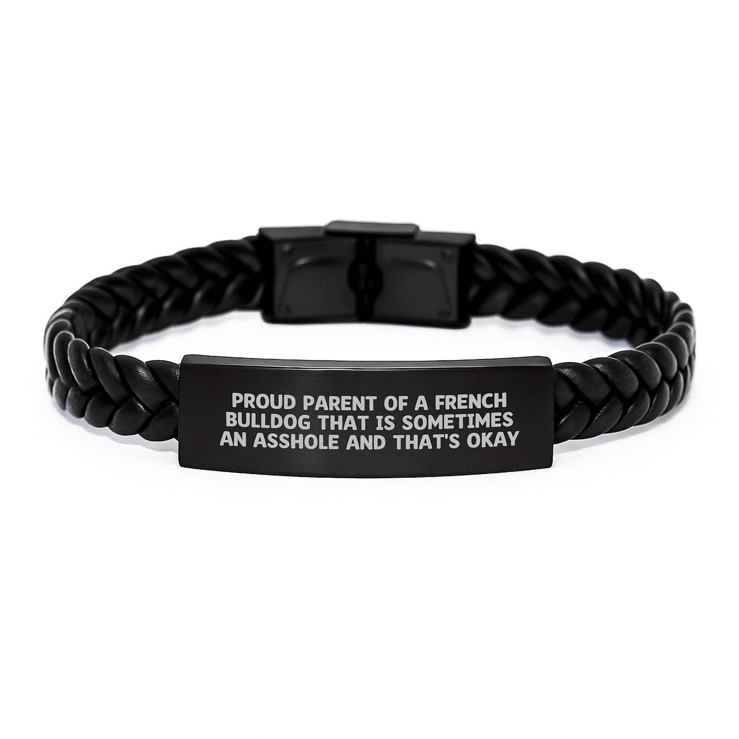 'Asshole' French Bulldog Parent Gifts for Graduation - Interlaced Leather Bracelet from Friends, Family, Coworkers - Unique Graduation Gifts for Men, Women, Friends, Family - Image 1