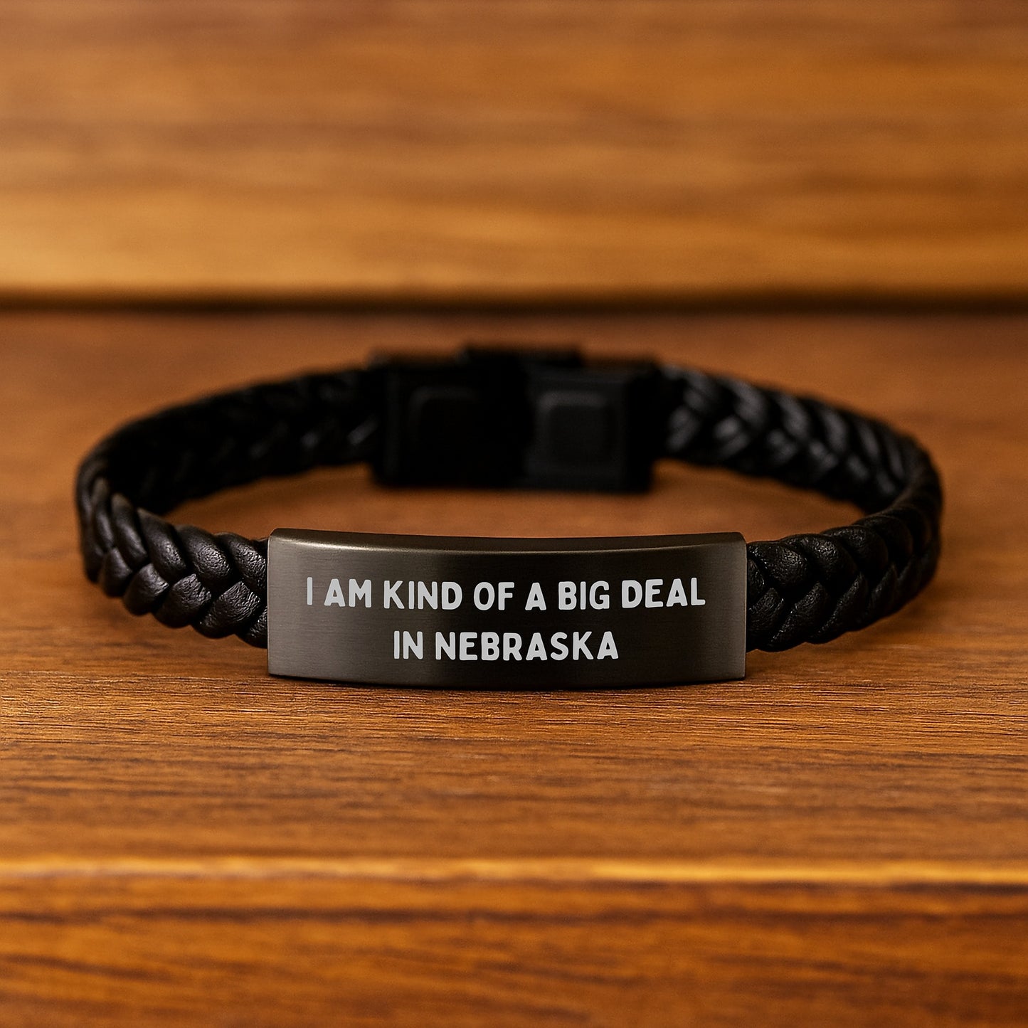 Funny Nebraska Gifts from Friends to Family - Interlaced Leather Bracelet with Quote 'I Am Kind Of A Prime Selection In Nebraska' for Graduation - Image 2
