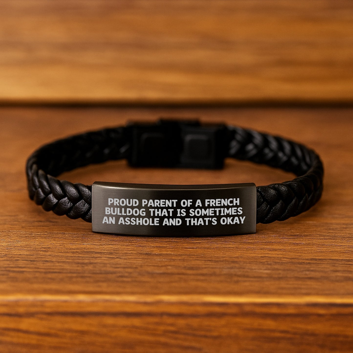 'Asshole' French Bulldog Parent Gifts for Graduation - Interlaced Leather Bracelet from Friends, Family, Coworkers - Unique Graduation Gifts for Men, Women, Friends, Family - Image 2