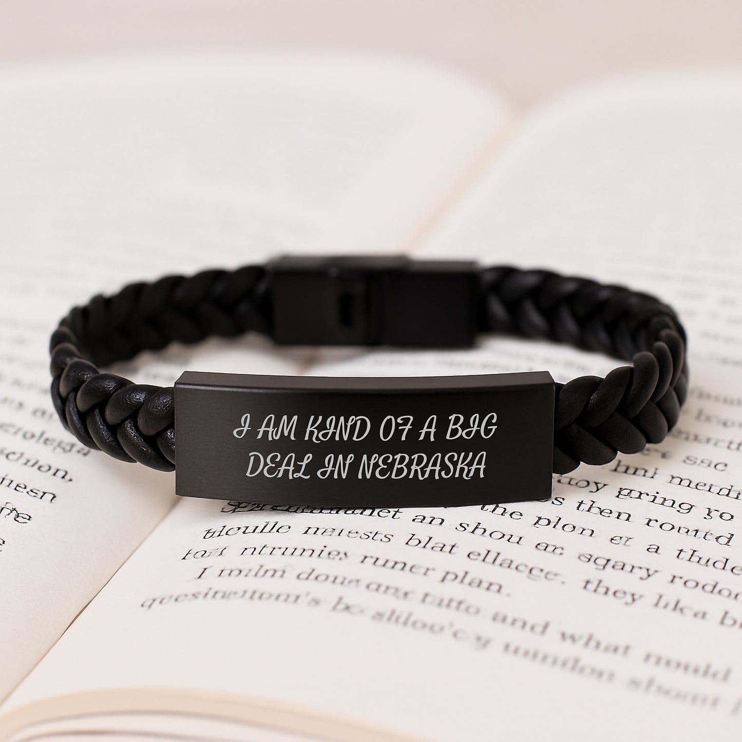 Funny Nebraska Gifts for Men, 'I Am Kind Of A Prime Selection In Nebraska' Interlaced Leather Bracelet, Gifts from Friends, Unique Graduation Gifts for Him - Image 3