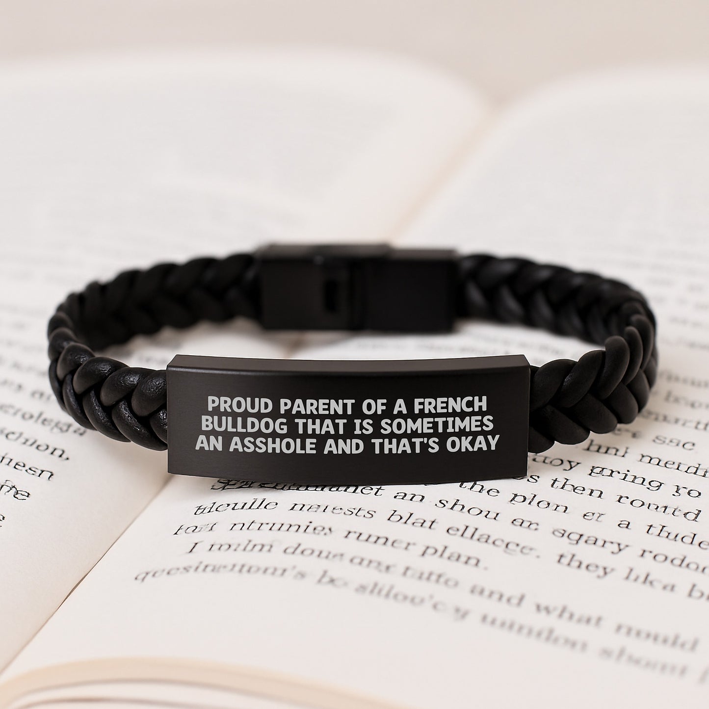 'Asshole' French Bulldog Parent Gifts for Graduation - Interlaced Leather Bracelet from Friends, Family, Coworkers - Unique Graduation Gifts for Men, Women, Friends, Family - Image 3