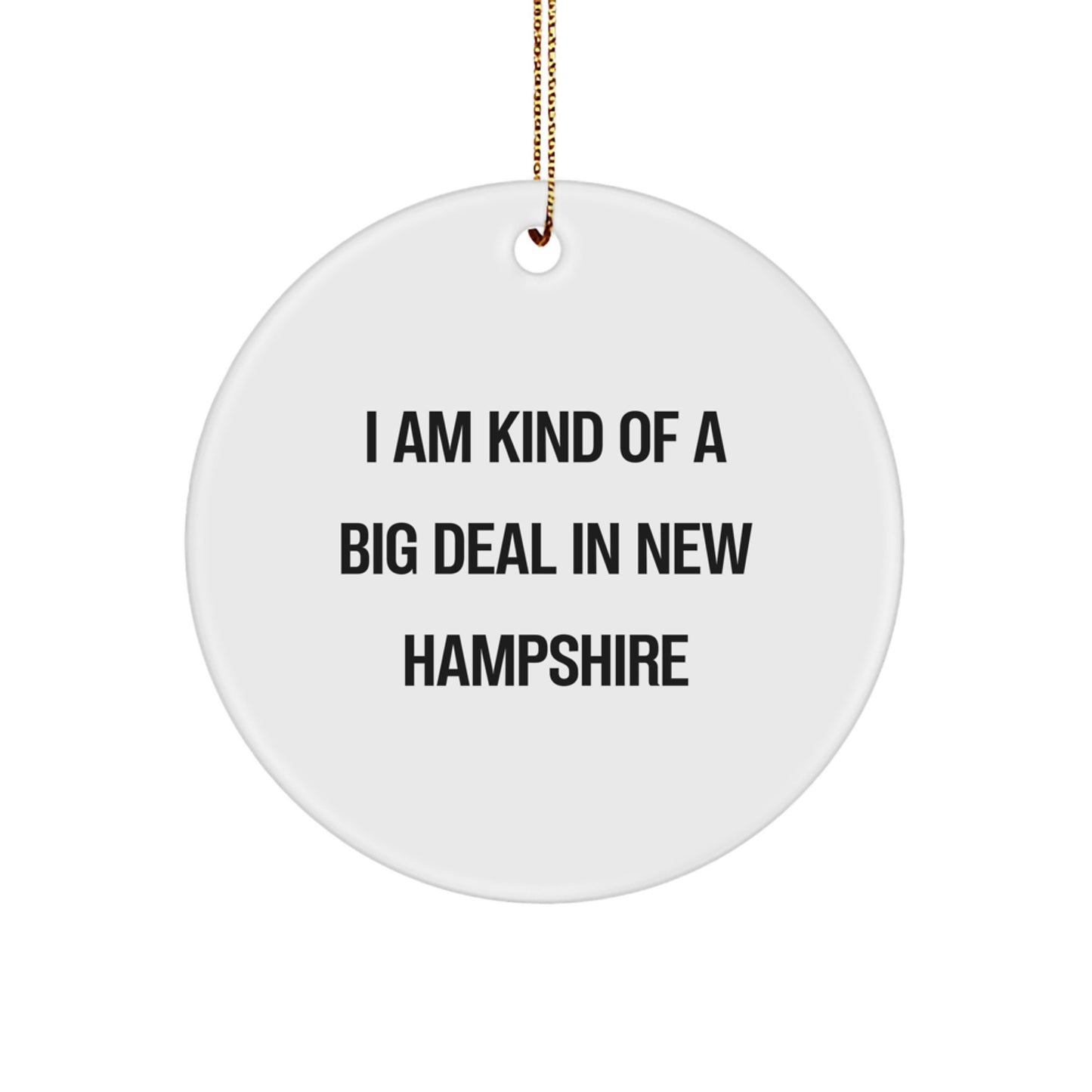 Funny New Hampshire Gifts from Friends for Christmas with 'I Am Kind Of A Prime Selection In New Hampshire' Circle Ornament - Image 1