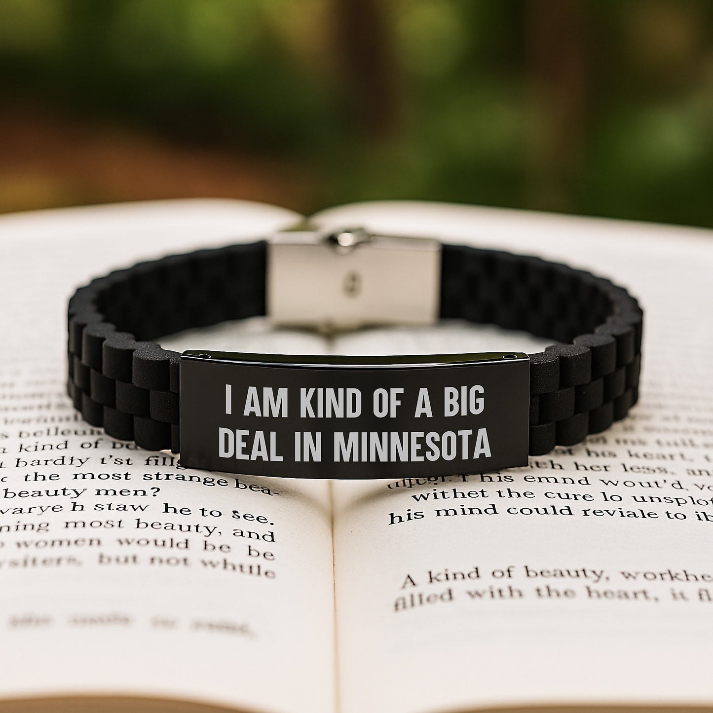 Minnesota Funny Quote Glide lock Clasp Gifts from Men to Friends for Minnesota, Inspirational Quote Jewelry, Adjustable Silver Black Stainless Steel Silicone, Unique Graduation Gifts - Image 2