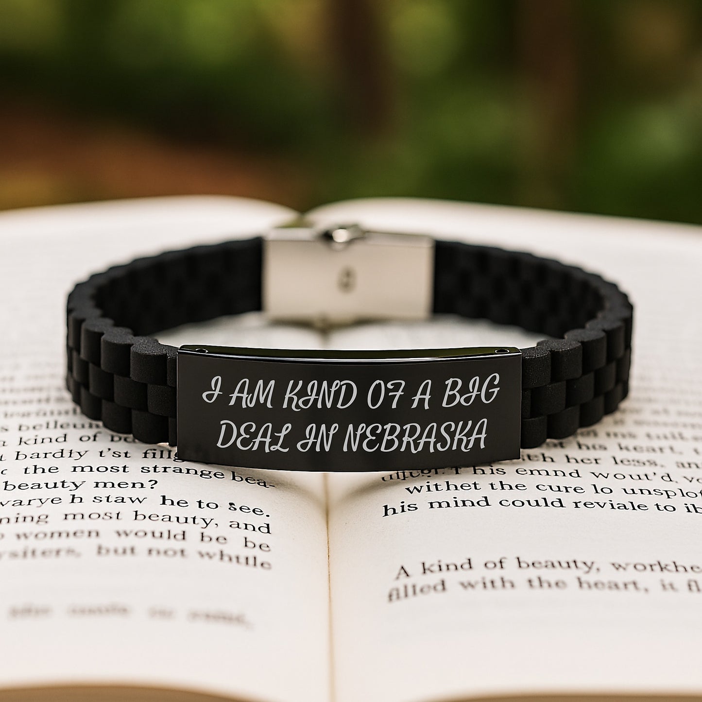 Funny Quote Nebraska Glide lock Clasp Bracelet Gifts for Men, Women, Friends, Coworkers, Family - Adjustable Silver, Black Stainless Steel, Silicone - I Am Kind Of A Prime Selection In Nebraska - Image 2