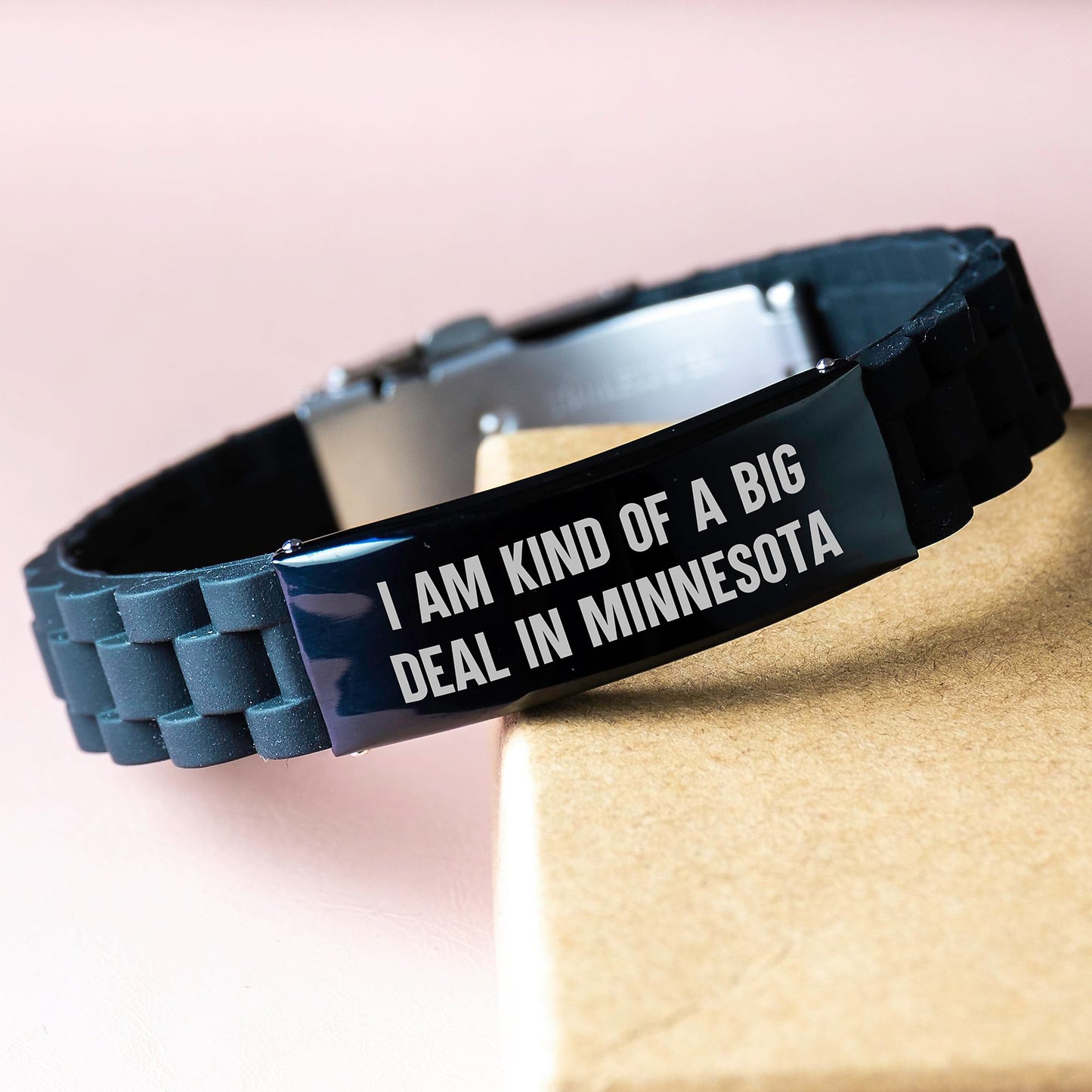Minnesota Funny Quote Glide lock Clasp Gifts from Men to Friends for Minnesota, Inspirational Quote Jewelry, Adjustable Silver Black Stainless Steel Silicone, Unique Graduation Gifts - Image 3