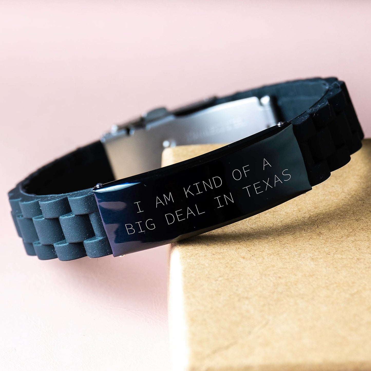 Funny Texas Gifts for Men from Friends, Kind of a Prime Selection I Am Kind of a Prime Selection in Texas Glide lock Clasp Bracelet for Graduation - Image 3