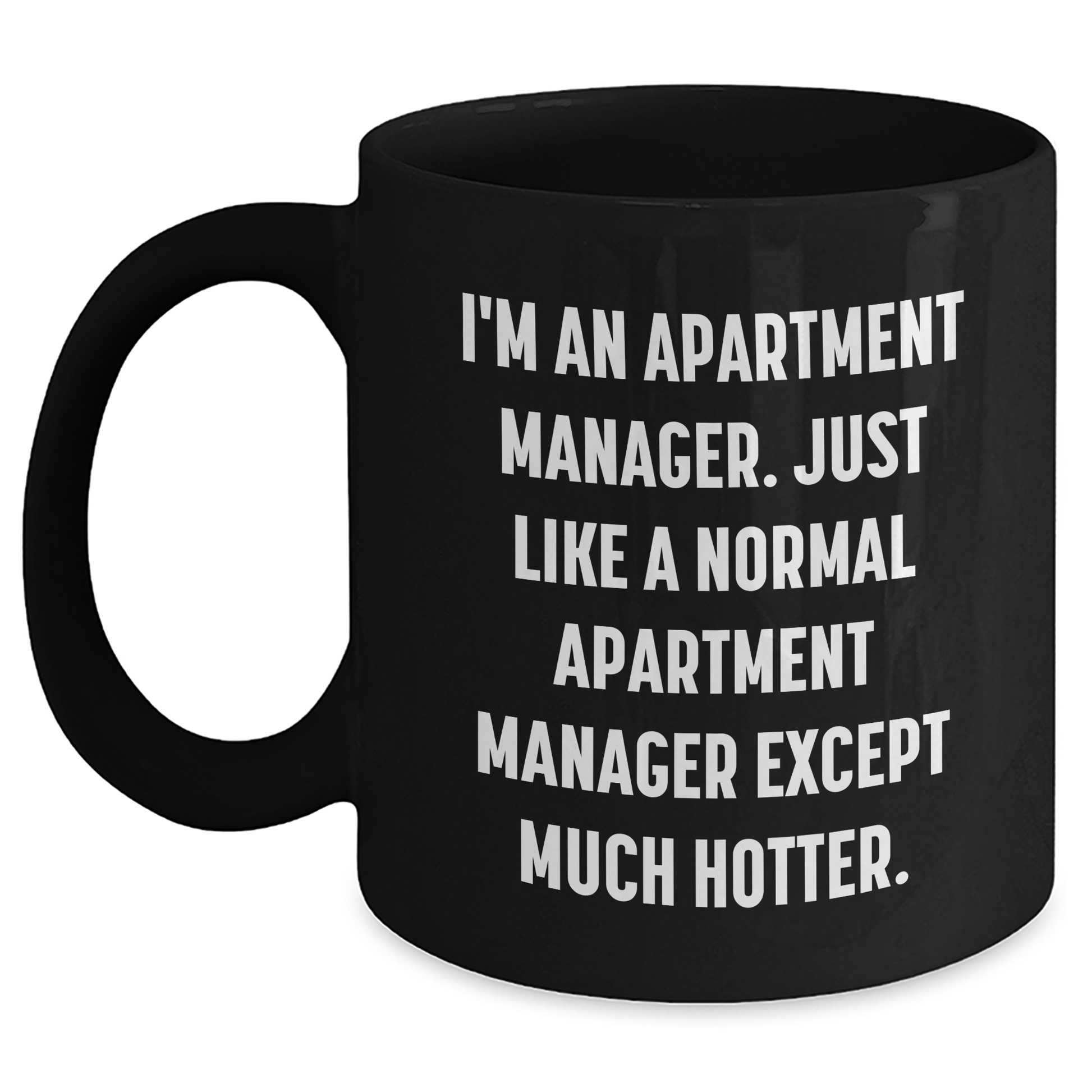 Apartment Manager Funny Coffee Mug Gifts from Friends to Apartment Manager, Black Coffee Mug for Mother's Day, 'I'm An Apartment Manager. Just Like A Normal Apartment Manager Except Much Hotter.' - Main