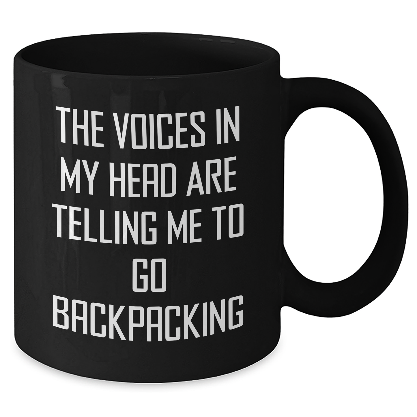 Funny Backpacking Gifts - 'The Voices In My Head Are Telling Me To Go Backpacking' Black Coffee Mug for Mom's Day from Friends, Perfect for Women and Men Backpackers - Additional