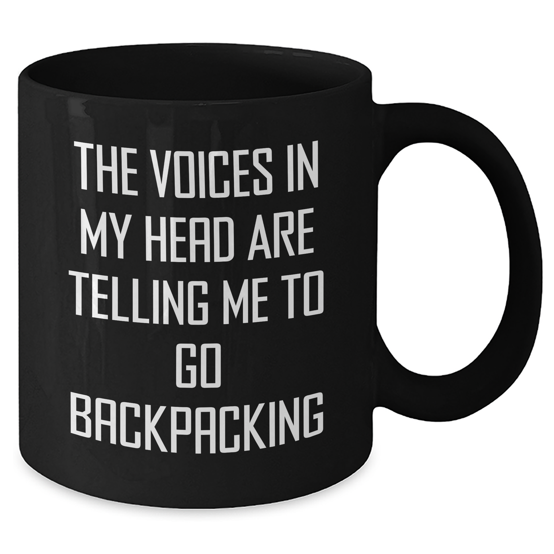 Funny Backpacking Gifts - 'The Voices In My Head Are Telling Me To Go Backpacking' Black Coffee Mug for Mom's Day from Friends, Perfect for Women and Men Backpackers - Additional