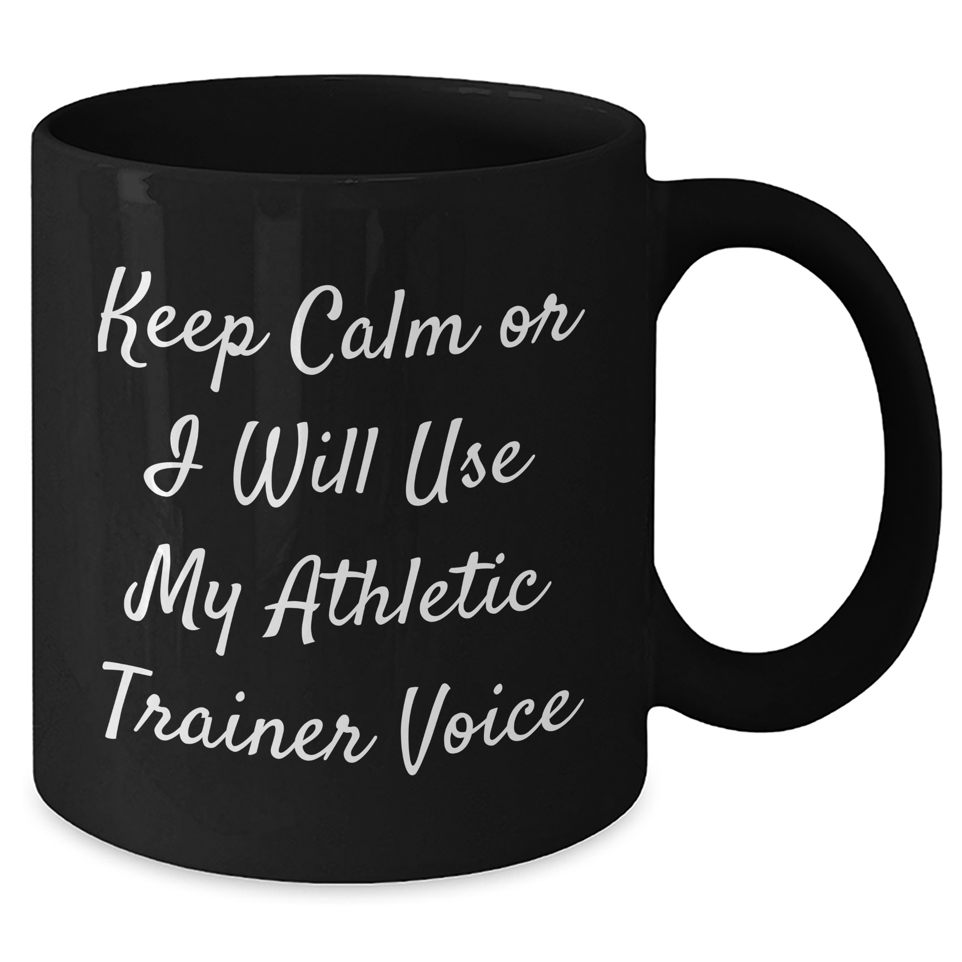 Funny Athletic Trainer Gifts from Men to Friends - Keep Calm Or I Will Use My Athletic Trainer Voice Black Coffee Mug for Father's Day - Additional