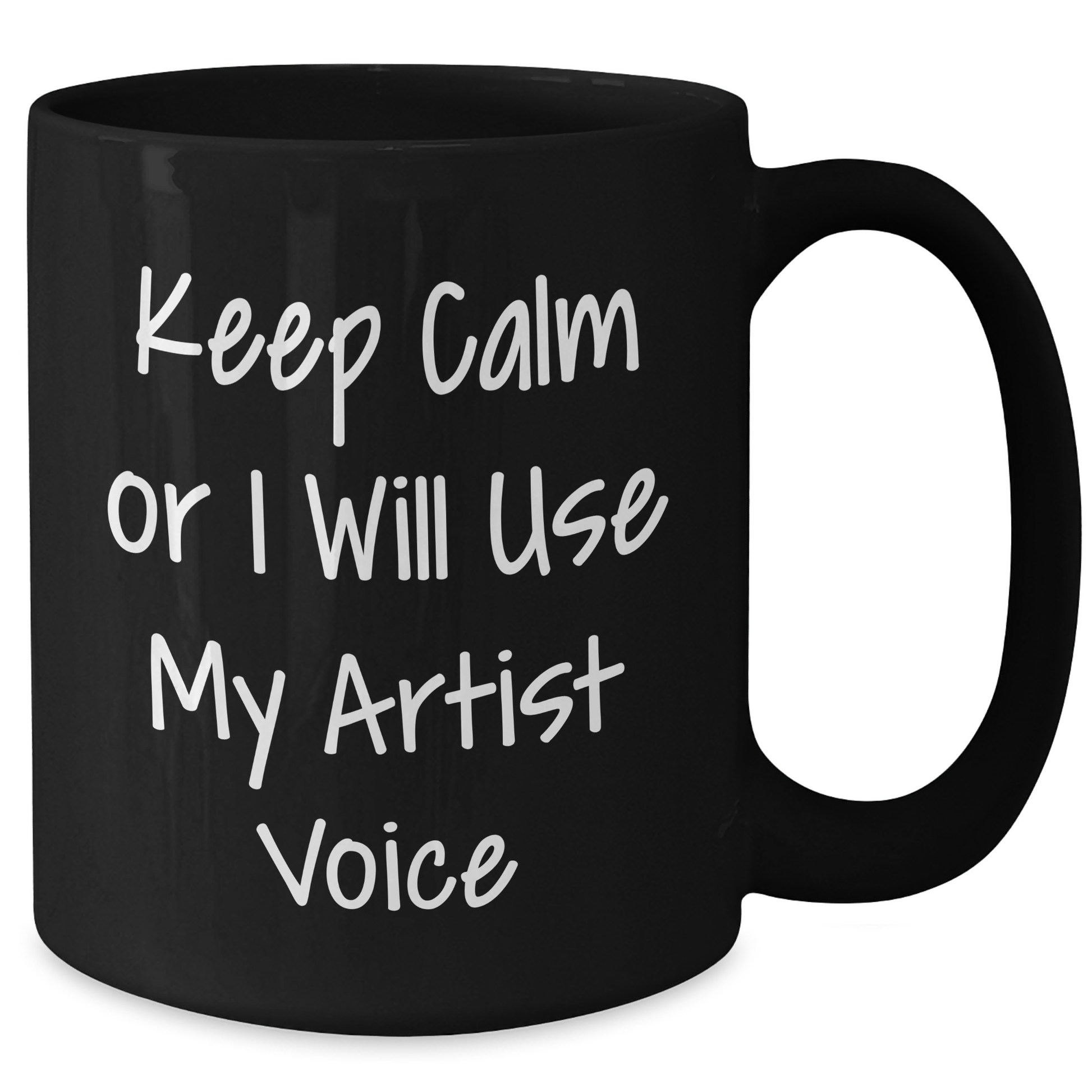 Funny Artist Gifts, Keep Calm Or I Will Use My Artist Voice Black Coffee Mug, Father's Day Unique Gifts from Family to Artist Friends - Additional