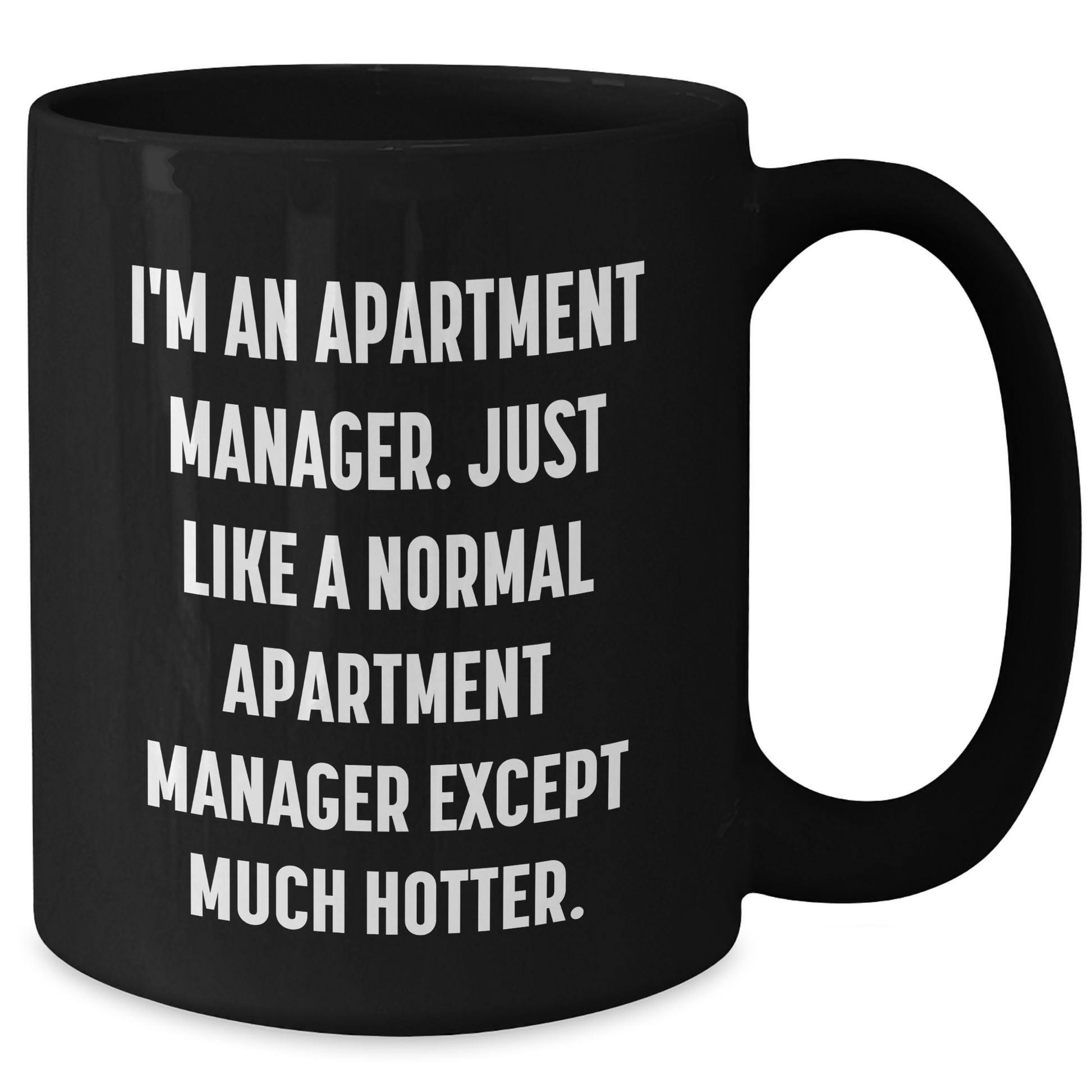 Apartment Manager Funny Coffee Mug Gifts from Friends to Apartment Manager, Black Coffee Mug for Mother's Day, 'I'm An Apartment Manager. Just Like A Normal Apartment Manager Except Much Hotter.' - Additional