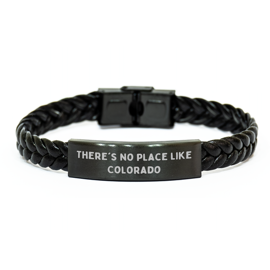 Colorado Gifts for Men - Interlaced Leather Bracelet with 'There's No Place Like Colorado' Quote - Gifts from Dad - Father's Day Unique Gifts - Image 1