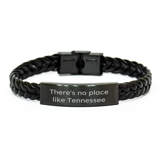Tennessee Gifts, Father's Day Unique Interlaced Leather Bracelets, Inspirational Quote 'There's No Place Like Tennessee', Gift for Men from Family - Image 1