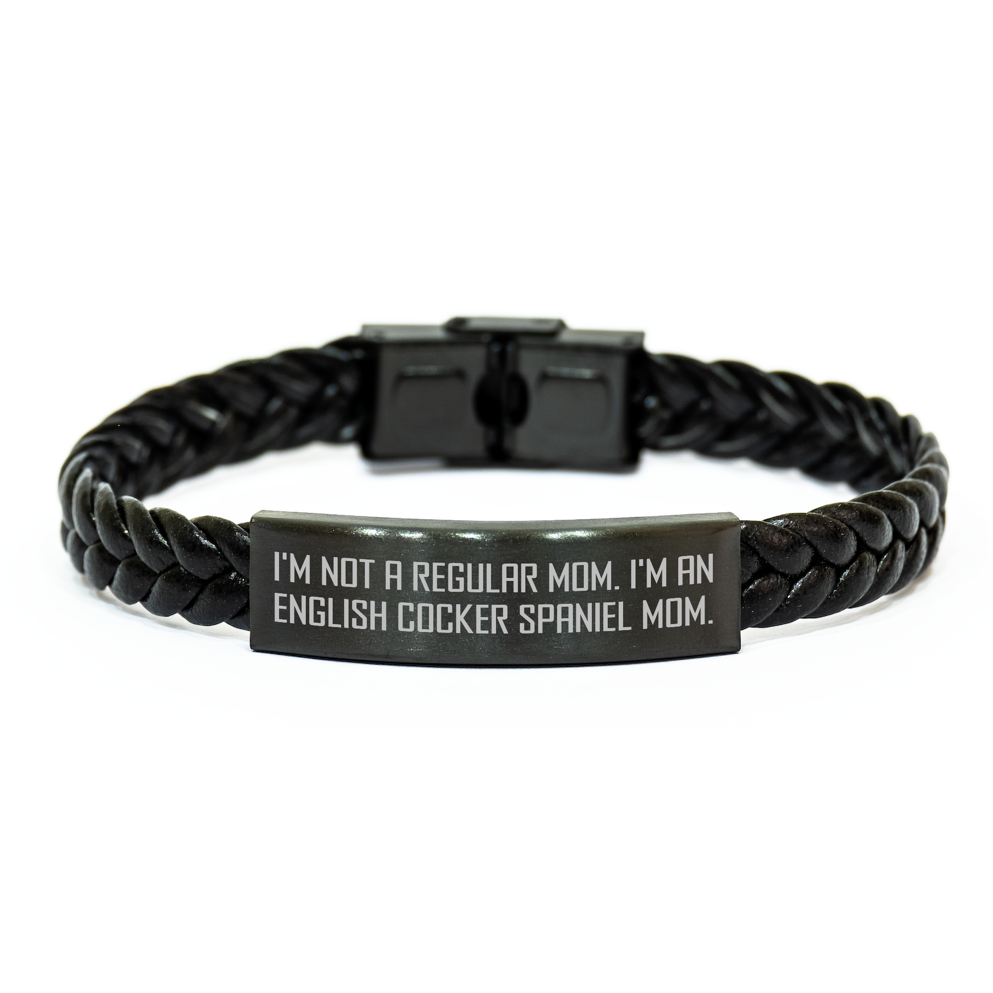 'Moms' Love Interlaced Leather Bracelte for English Cocker Spaniel Dog, Funny Quote, Father's Day Unique Gifts from Mom, Gifts for Men, Unique and Stylish - Image 1