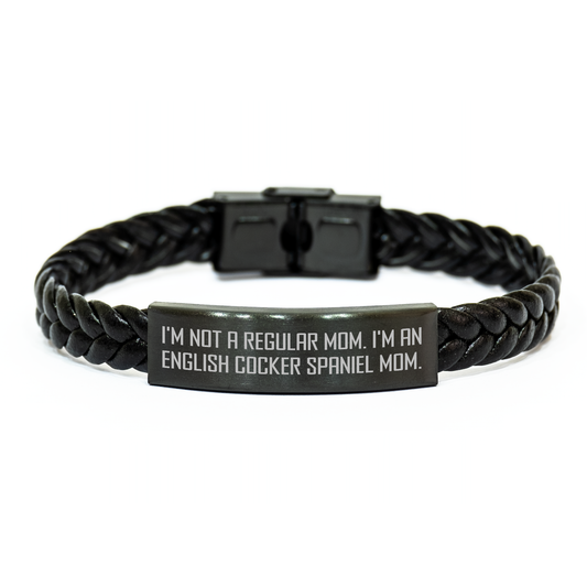 'Moms' Love Interlaced Leather Bracelte for English Cocker Spaniel Dog, Funny Quote, Father's Day Unique Gifts from Mom, Gifts for Men, Unique and Stylish - Image 1