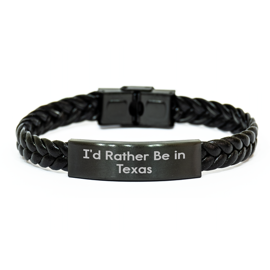 I'd Rather Be In Texas Interlaced Leather Bracelet Gifts for Her from Family, Unique Texas Mother's Day Unique Gifts - Image 1