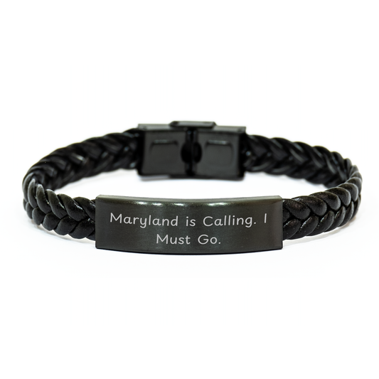 Maryland Calling, Interlaced Leather Gift for Men from Maryland, Inspirational Quote, Father's Day Unique Gifts - Image 1