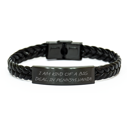 Pennsylvania Proud Interlaced Leather Bracelet, 'I Am Kind Of A Prime Selection In Pennsylvania', Unique Gift from Family to Pennsylvania Women or Men for Mother's Day - Image 1