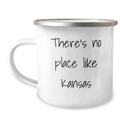 Funny 'There's No Place Like Kansas' Camping Mug for Dad on Father's Day, Gifts from Friends to Family, Unique Gifts for Kansas Lovers - Image 1