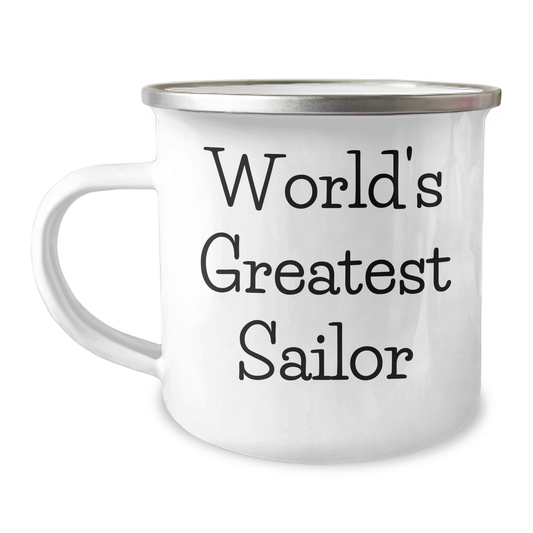 Funny Sailor Gifts for Men - 'World's Greatest Sailor' Ceramic Camping Mug, Unique Father's Day Present from Friends, 12 oz Stainless Steel with Enamel Finish - Image 1