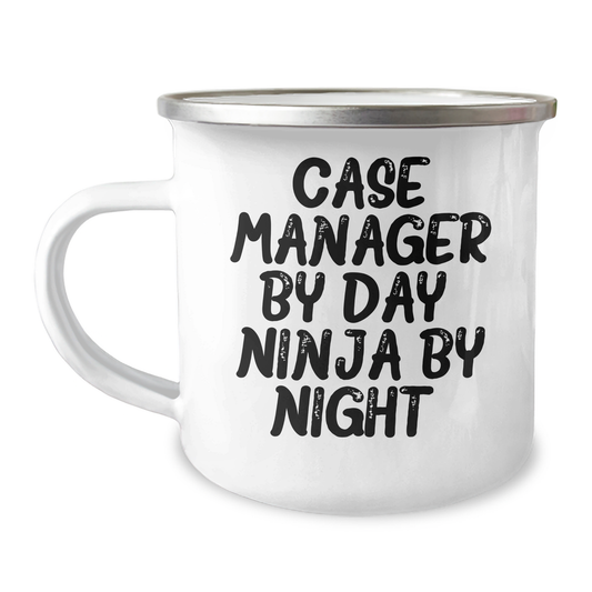 Case Manager Gifts, Funny Quotes, 12 oz Camping Mug, Father's Day Unique Gifts from Friends - Image 1