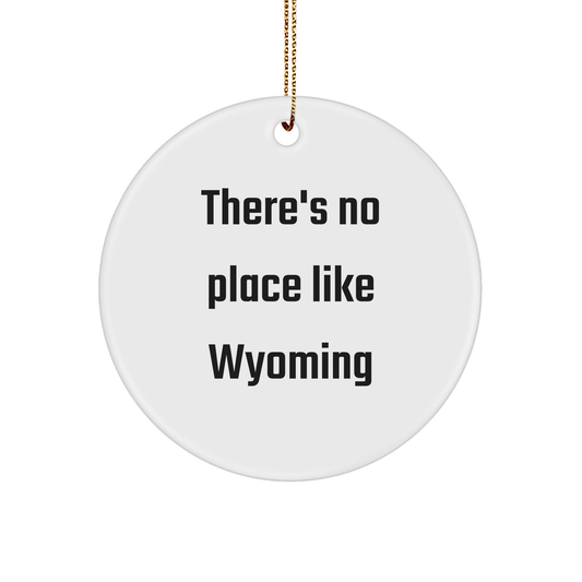 Wyoming Circle Ornament, 'There's No Place Like Wyoming', Funny Christmas Unique Gift for Men, Women, or Friends from Wyoming Lovers - Image 1