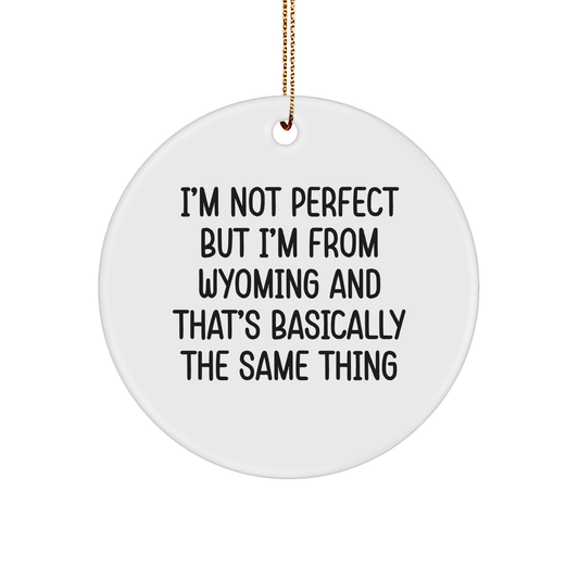 Wyoming Proud Gifts: Funny Wyoming Circle Ornament for Christmas, I'm Not Ideal Gifts for Cowgirls, Unique Gifts from Wyoming to Friends and Family - Image 1
