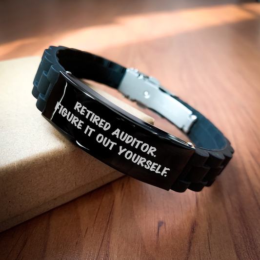 'Figure It Out Yourself' - Auditor Gifts for Father's Day - Glide lock Clasp Bracelet from Men for Men - Adjustable Black Stainless Steel and Silicone - Gifts from Friends for Auditor - Image 2
