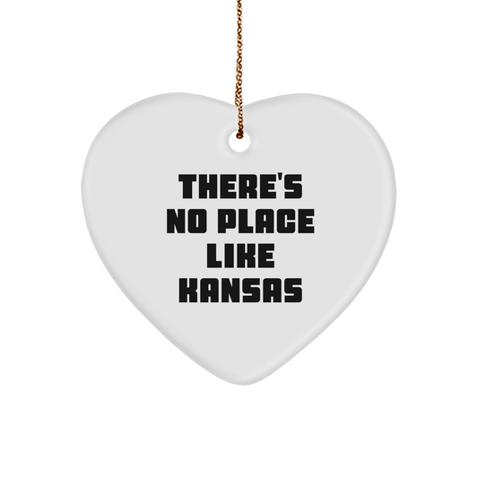 Kansas Heart Ornament Gifts from Men to Family - 'There's No Place Like Kansas' Christmas Decoration - Image 1